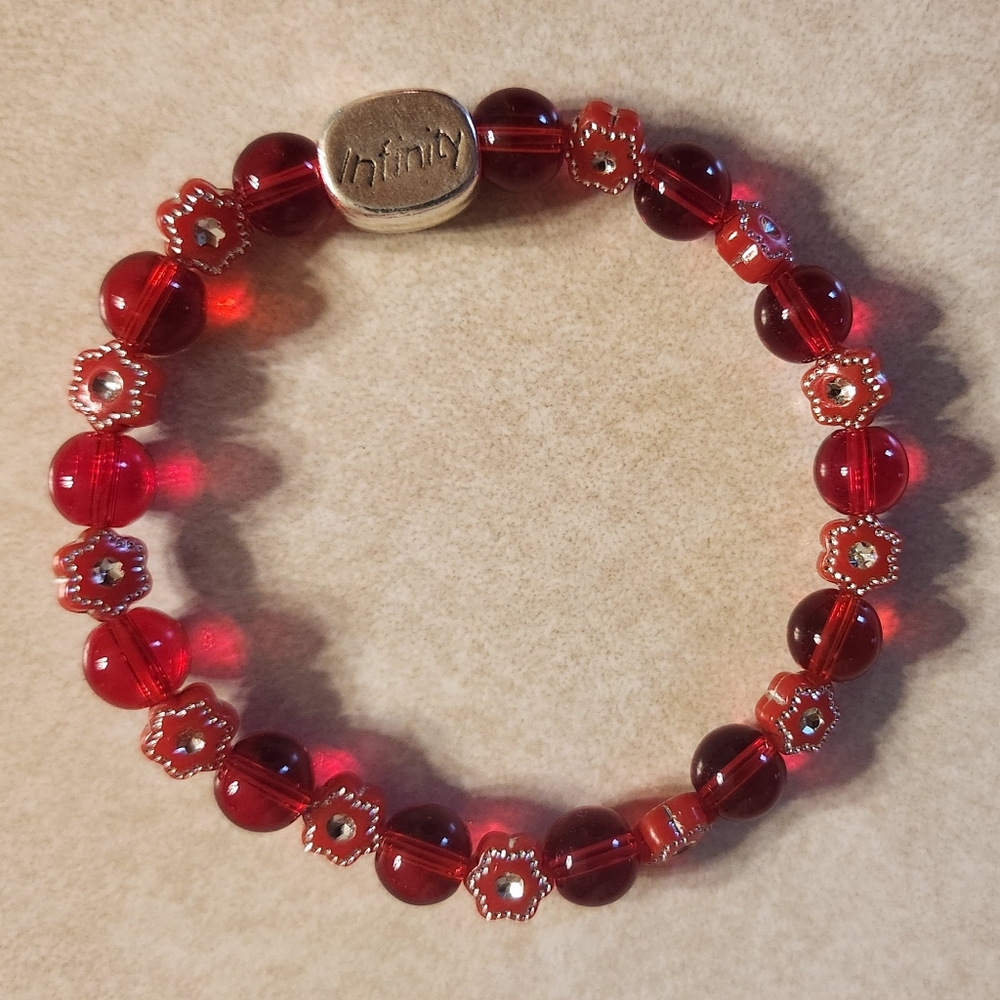 Infinity Red Beaded Bracelet